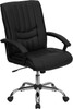 Mid-Back Black Leather Manager's Chair , #FF-0212-14
