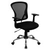 Mid-Back Black Mesh Office Chair with Chrome Finished Base , #FF-0063-14