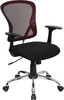 Mid-Back Burgundy Mesh Office Chair with Black Fabric Seat and Chrome Finished Base , #FF-0065-14