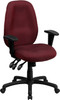 High Back Burgundy Fabric Multi-Functional Ergonomic Task Chair with Arms , #FF-0325-14