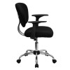 Mid-Back Black Mesh Task Chair with Arms and Chrome Base , #FF-0096-14