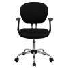 Mid-Back Black Mesh Task Chair with Arms and Chrome Base , #FF-0096-14