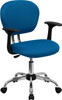 Mid-Back Turquoise Mesh Task Chair with Arms and Chrome Base , #FF-0144-14