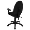 Mid-Back Black Fabric Multi-Functional Task Chair with Arms and Adjustable Lumbar Support , #FF-0343-14