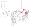 Modern Rectangular Top Cube Leg 12' Feet Conference Table, #OF-CON-CS13