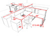 Four Persons Modern Power Height Adjustable Leg Divider Workstation, #OT-SUL-FPH38