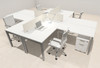 Four Person Modern Divider Office Workstation Desk Set, #OF-CON-FP25