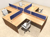 Four Person Modern Accoustic Divider Office Workstation Desk Set, #OT-SUL-FPRB29