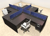 Four Person Modern Accoustic Divider Office Workstation Desk Set, #OT-SUL-FPRB44