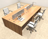 Four Person Modern Accoustic Divider Office Workstation Desk Set, #OT-SUL-FPRG5