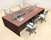 Four Person Modern Accoustic Divider Office Workstation Desk Set, #OT-SUL-FPRG6