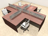 Four Person Modern Accoustic Divider Office Workstation Desk Set, #OT-SUL-FPRG30