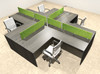 Four Person Modern Accoustic Divider Office Workstation Desk Set, #OT-SUL-FPRA56