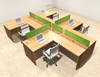 Four Person Modern Accoustic Divider Office Workstation Desk Set, #OT-SUL-SPRA45