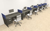 Six Person Modern Accoustic Divider Office Workstation Desk Set, #OT-SUL-SPRB74