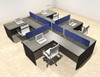 Four Person Modern Accoustic Divider Office Workstation Desk Set, #OT-SUL-SPRB76