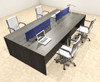 Four Person Modern Accoustic Divider Office Workstation Desk Set, #OT-SUL-FPRB50