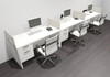 Three Person Modern Acrylic Divider Office Workstation Desk Set, #OF-CPN-SP25