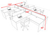 Four Person Modern Acrylic Divider Office Workstation Desk Set, #OF-CPN-SP45