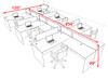 Six Person Modern Acrylic Divider Office Workstation Desk Set, #OF-CPN-SPO49