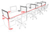 Four Person Modern Aluminum Organizer Divider Office Workstation Desk Set, #OT-SUL-SPS32