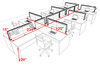 Six Person L Shape Modern Aluminum Organizer Divider Office Workstation Desk Set, #OT-SUL-SPS52
