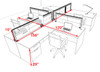 Four Person L Shape Modern Aluminum Organizer Divider Office Workstation Desk Set, #OT-SUL-SPS58