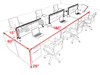 Six Person Modern Aluminum Organizer Divider Office Workstation Desk Set, #OT-SUL-FPS24