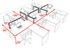 Six Person L Shape Modern Aluminum Organizer Divider Office Workstation Desk Set, #OT-SUL-FPS36