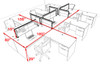 Six Person L Shape Modern Aluminum Organizer Divider Office Workstation Desk Set, #OT-SUL-FPS48