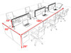 Six Person Modern Aluminum Organizer Divider Office Workstation Desk Set, #OT-SUL-FPS54