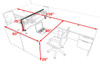 Two Person L Shape Modern Aluminum Organizer Divider Office Workstation Desk Set, #OT-SUL-FPS58