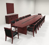 Modern Boat Shaped 14' Feet Veneer Office Conference Table, #RO-COR-C11