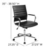 Mid-Back Black Ribbed Upholstered Leather Conference Chair , #FF-0167-2