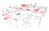 Six Person Modern Office Workstation Desk Set, #OT-SUL-FPN45