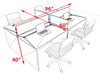 Four Person Modern Acrylic Divider Office Workstation Desk Set, #OT-SUS-FP10