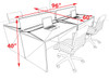 Four Person Modern Acrylic Divider Office Workstation Desk Set, #OT-SUS-FP20