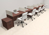 Five Person Modern Acrylic Divider Office Workstation Desk Set, #OT-SUS-SP82