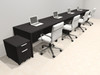 Four Person Modern No Panel Office Workstation Desk Set, #OT-SUS-SPN79