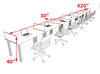 7 Person Modern  Metal Leg Office Workstation Desk Set, #OT-SUL-SPM27