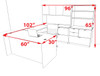 7pcs U Shaped 60"w X 102"d Modern Executive Office Desk, #OT-SUS-U55