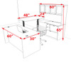 5pcs U Shaped 60"w X 102"d Modern Executive Office Desk, #OT-SUS-UH90