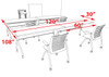 4pcs I Shape 10' Feet Nesting Training / Conference Table, #OT-SUL-T13-A