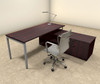 2pc L Shaped Modern Contemporary Executive Office Desk Set, #OF-CON-L48