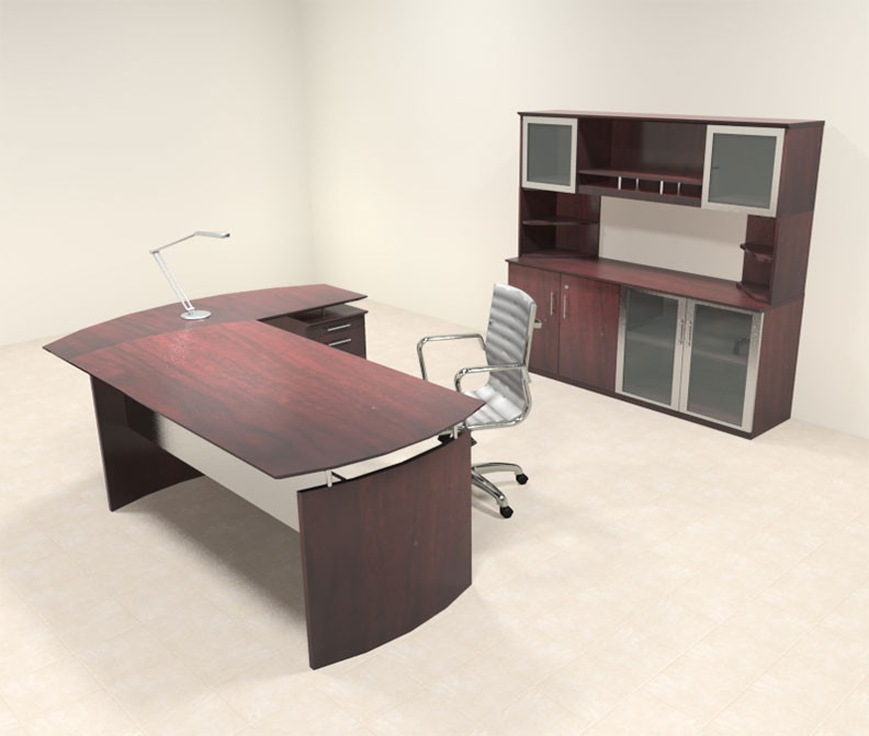 4pc Modern Contemporary L Shaped Executive Office Desk Set, #MT-MED-O35, image size:1280x1084
