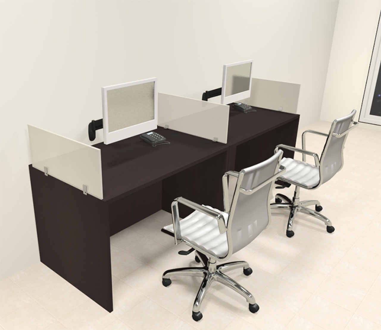 Two Person Modern Divider Office Workstation Desk Set, #CH
