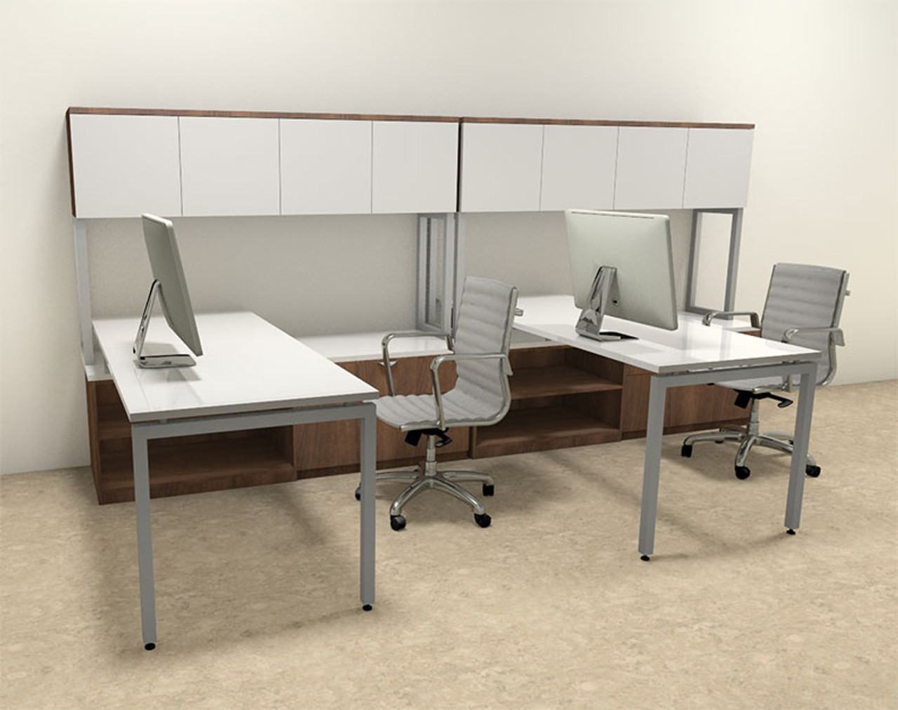 Two Persons Modern Executive Office Workstation Desk Set, #OF-CON-S9