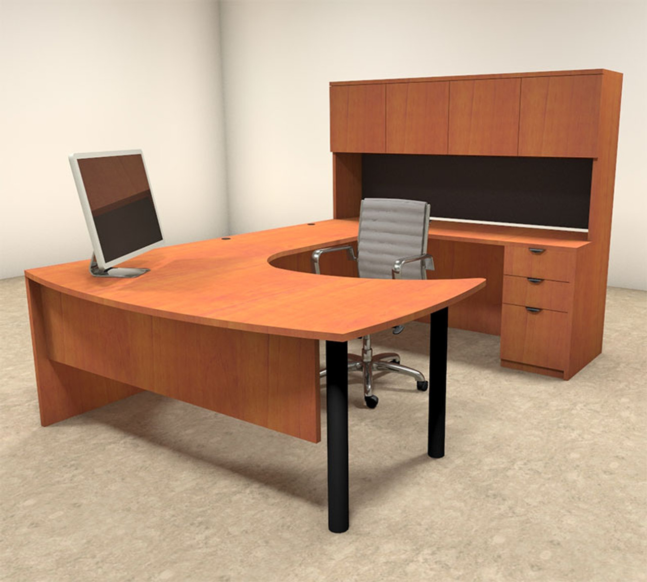 5pc U Shaped Modern Contemporary Executive Office Desk Set, #OF-CON-U21