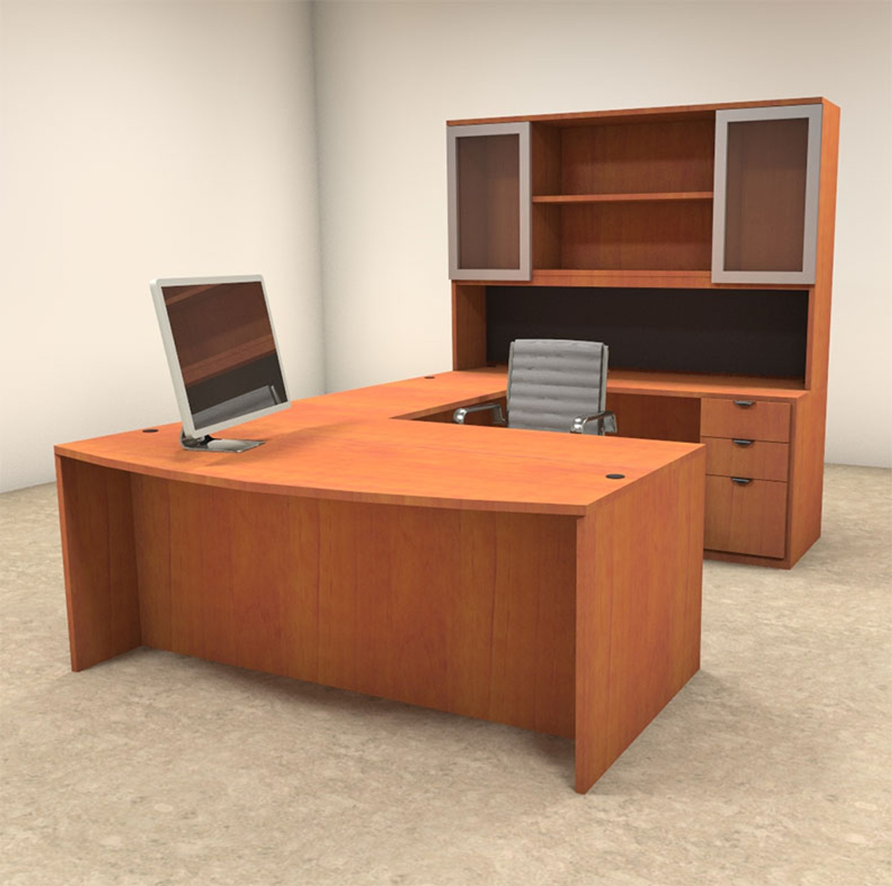 5pc U Shaped Modern Contemporary Executive Office Desk Set Of Con U26