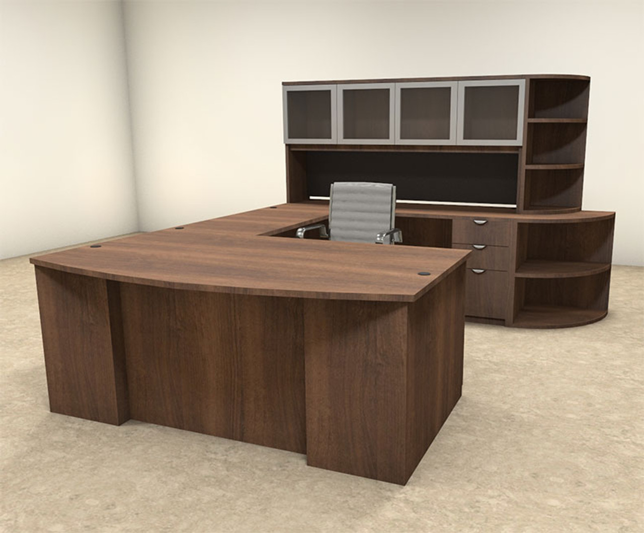 6pc U Shaped Modern Contemporary Executive Office Desk Set OF CON U44   OF CON U44  29561  43752.1427413674 